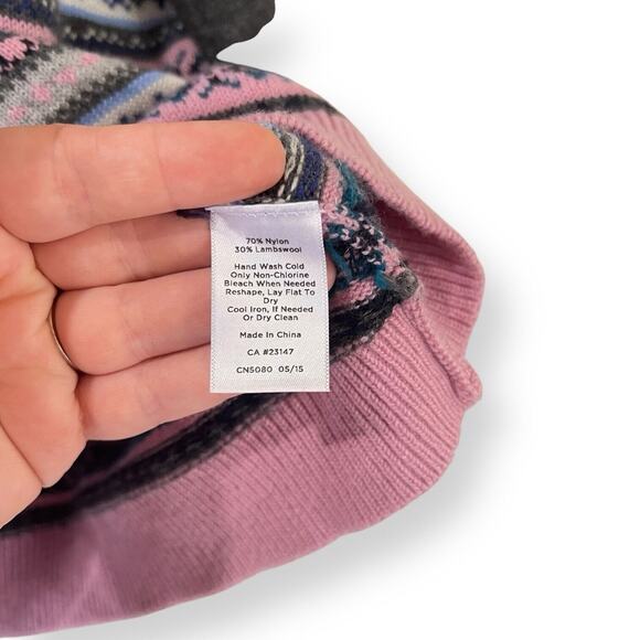 Talbots Women's XL Gray Pink Fair Isle Knit Casual Sweater Soft Lambswool Blend - Picture 6 of 8